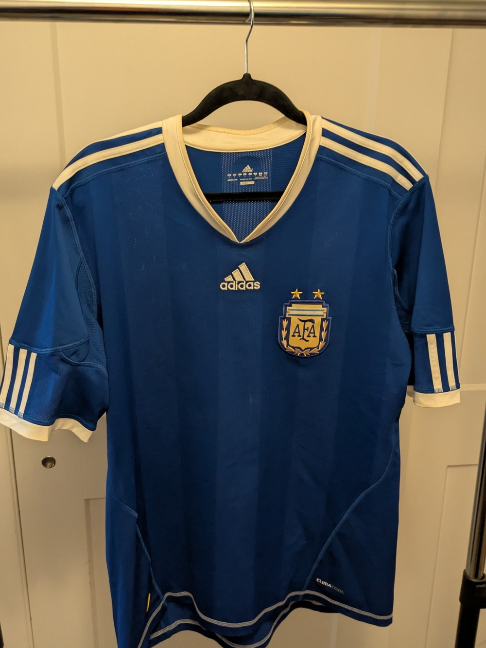 Adidas Men’s Blue Argentina National Team Soccer Jersey with Cream Trim